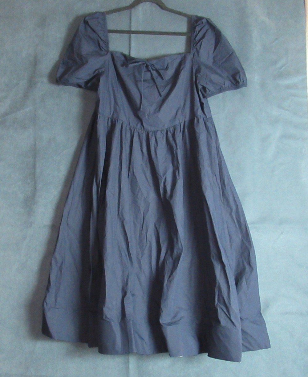 Glamorous Puff Sleeve Square Neck Midi Dress Womens 18 Navy Anthropologie NWT